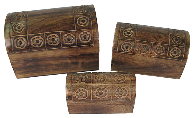 Set Of 3 Wooden Chest Boxes